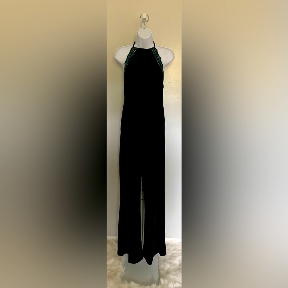 Sugar + Lips Black Multicolored Embroidered Halter Romper